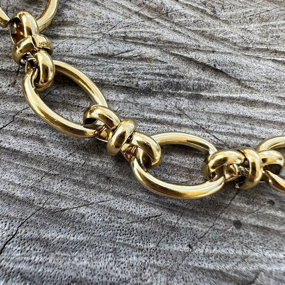 14K Gold plated Hollow Oval Link Bracelet Stainless Steel womens jewelry - Picture 4 of 6